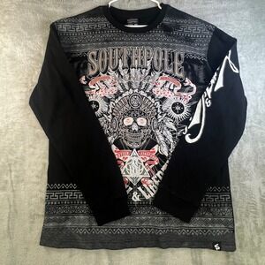 Southpole Mens Graphic Long Sleeve Thermal Shirt Skull Native‎ Print XXL